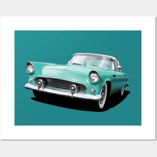 1956 Ford Thunderbird in teal Posters and Art